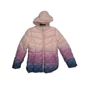 Limited Too Girls Puffer Jacket Hooded Ombre Pink Purple Blue Butterfly 14/16